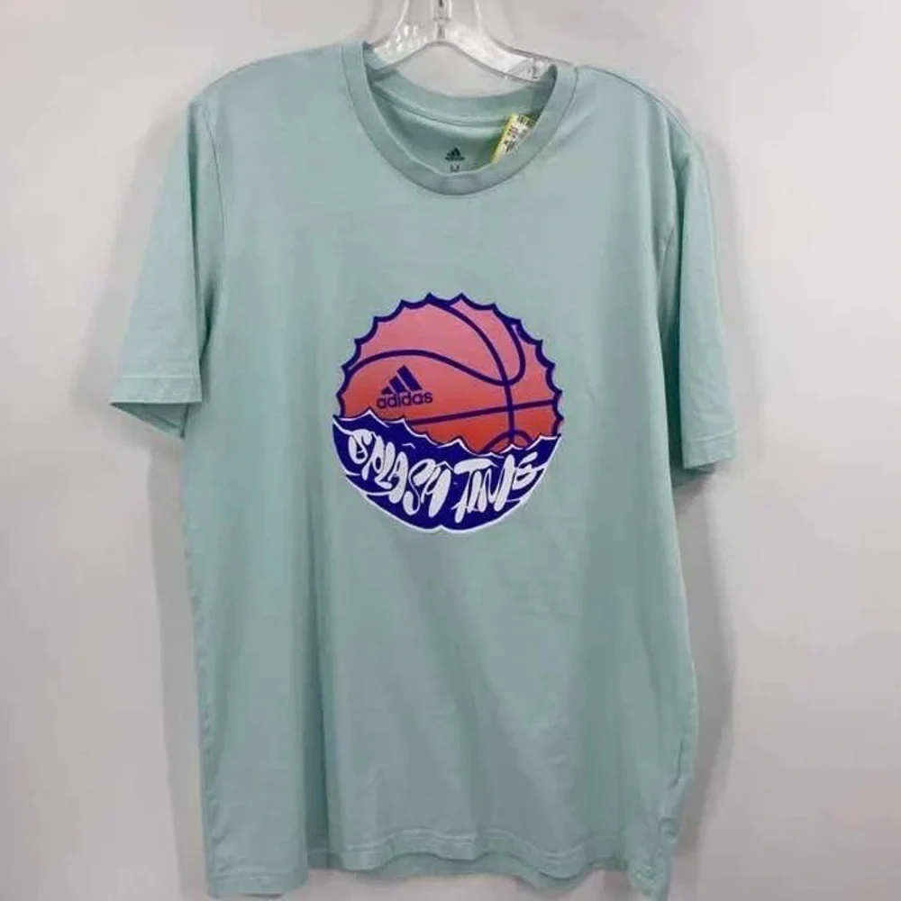 adidas‎ Men Size M Splash On Summer Sunlight Basketball T-Shirt Halo Mint Blue